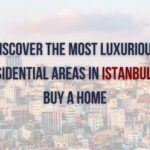 A panoramic view of Istanbul's luxury residential areas with unique architecture and sea views.