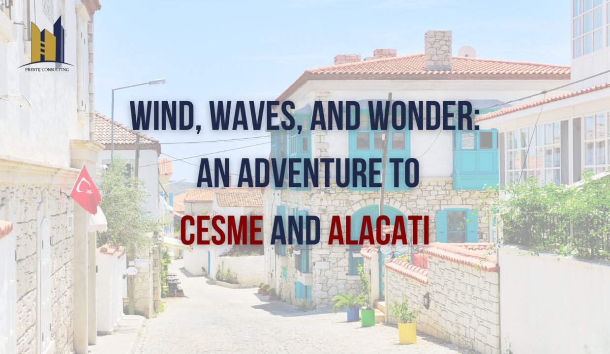 Scenic view of Cesme and Alacati towns