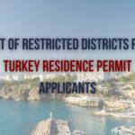 Map highlighting restricted districts in Turkey for residence permit applicants