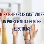 Image depicting Turkish expats casting their votes in an overseas polling station.