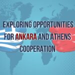 Ankara and Athens flags waving together, symbolizing cooperation and collaboration