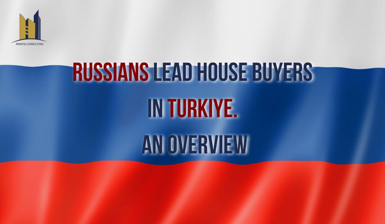 An image showcasing a diverse group of international buyers with the title "House Buyers in Turkiye: Russians Lead, Saudis Surge."