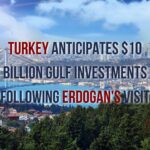 An image depicting the flags of Turkey and Gulf countries, with the title "Turkey's Anticipation of $10 Billion Gulf Investments: Strengthening Economic Ties.