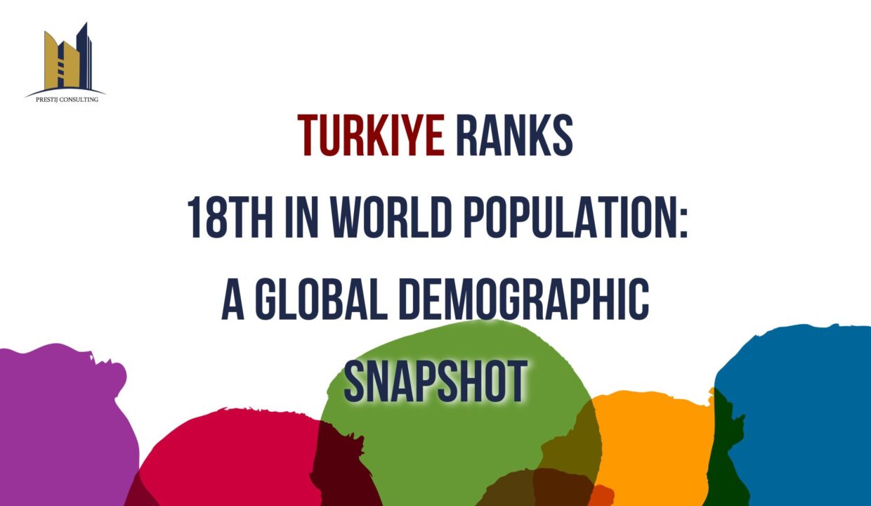 An image depicting a diverse group of people with the title "Turkiye's Demographic Snapshot: Ranks 18th in World Population."
