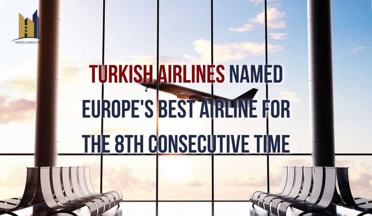 Turkish Airlines logo with the title "Europe's Best Airline for the 8th Consecutive Time
