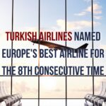 Turkish Airlines logo with the title "Europe's Best Airline for the 8th Consecutive Time